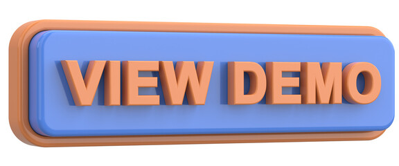 View demo button. 3D illustration.