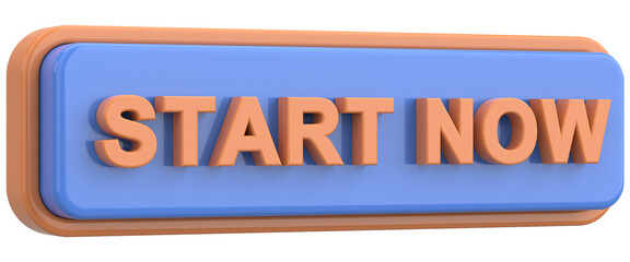 Start now button. 3D illustration.
