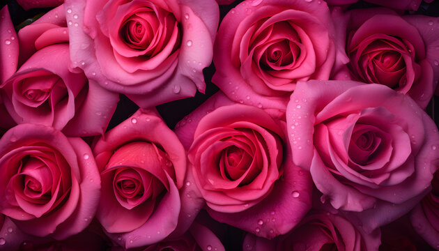 Roses flowers fresh seamless background visible drops of water