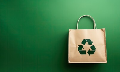 Responsible consumption. Arrows recycle symbol and shopping bag in paper cut style. Eco-friendly business