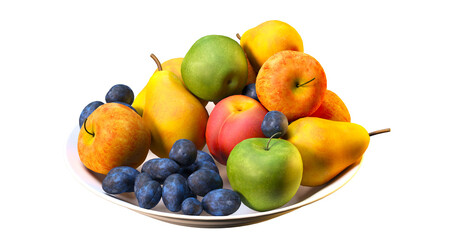 fresh fruit in a bowl  a isolated on empty white background