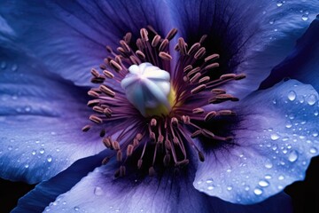 Obraz premium Floral background in light purple-blue and violet pastel colors. Close-up. Floral collage. Flower composition. Nature.