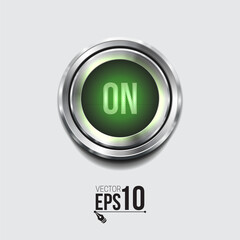 Realistic metal circle button. Vector illustration for your design.