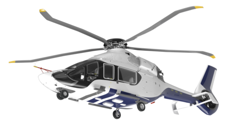 cross view of White Helicopter Isolated On White Background.	