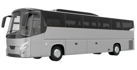 white bus cross view on isolated empty background for mockup