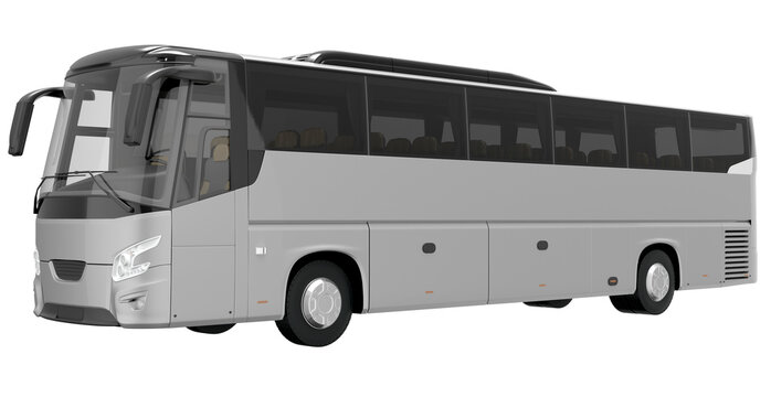 white bus cross view on isolated empty background for mockup