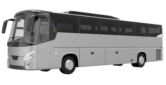 white bus cross view on isolated empty background for mockup