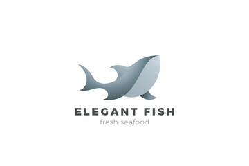 Elegant Fish Logo Seafood Vector Design Concept. Shark Tuna Logotype icon.