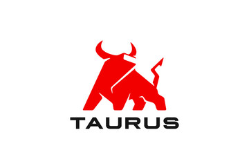 Bull Taurus Ox Logo Square Geometric Abstract Design Silhouette. - 637497911