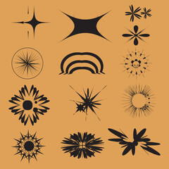 Abstract graphic elements futuristic icon. Brutalist abstract geometric shapes. Y2K Vector