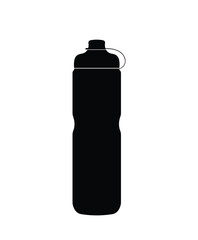 Plastic finger grip water bottle silhouette, sports fitness water bottle icon