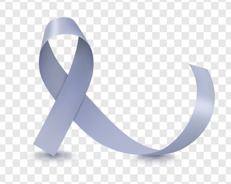 A banner about brain cancer, a postcard, a poster with a vector 3d realistic gray ribbon on a transparent background. Symbol of Brain Cancer Awareness Month close-up, May. The concept of World Brain