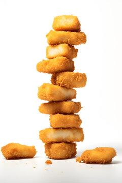 Fried Chicken Nuggets On A White Background