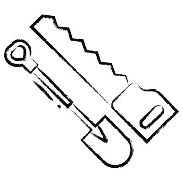 Hand drawn hand saw icon