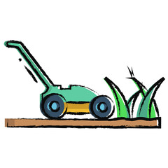Hand drawn lawn mower icon