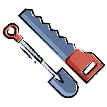 Hand drawn hand saw icon