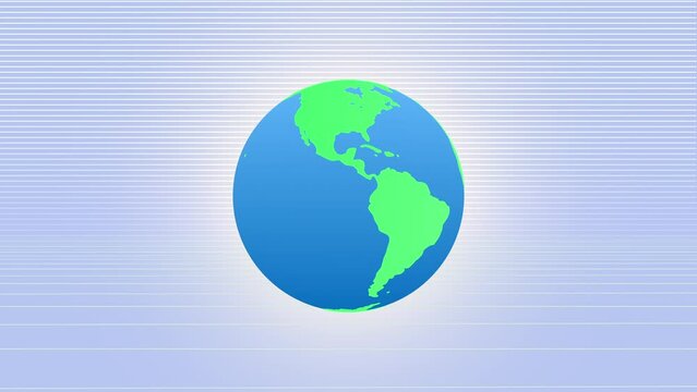 3D animation of Earth globe in green and blue colors in endless space with wireframe floor, 4K environmental animation