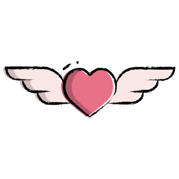 Hand drawn Heart wings icon