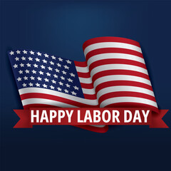 happy labor day america flag and ribbon