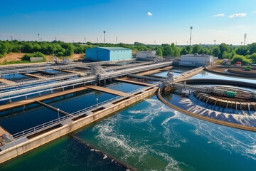 Wastewater treatment plant, top view.