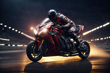 Superbike motorcycle on the race track dynamic concept. ai generative