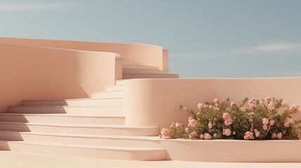 Generative AI, Ibiza aesthetic villa house and coast landscape, muted colors, minimalism