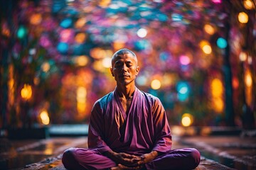 portrait of a zen meditating person. ai generative
