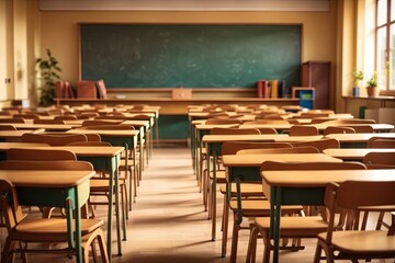 Empty Classroom Back to school concept. ai generative