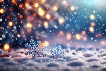 Fototapeta na wymiar christmas background with snowflakes and snow. ai generative
