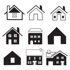 House flat icon set vector illustration, simple real estate symbols.