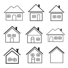House flat icon set vector illustration, simple real estate symbols.