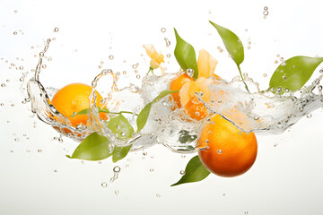 Tangerine fruits falling into water © AGSTRONAUT