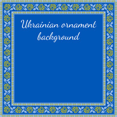 Vector illustration of Ukrainian ornament in ethnic style, identity, vyshyvanka, embroidery for print clothes, websites, banners. Background. Frame for text