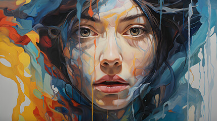 Explore the notion of distorted perceptions and altered realities through abstract art, mirroring the experiences of a person with a mental disorder