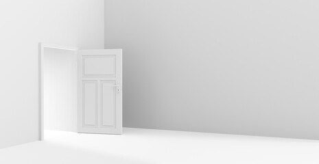3d clear long room with door