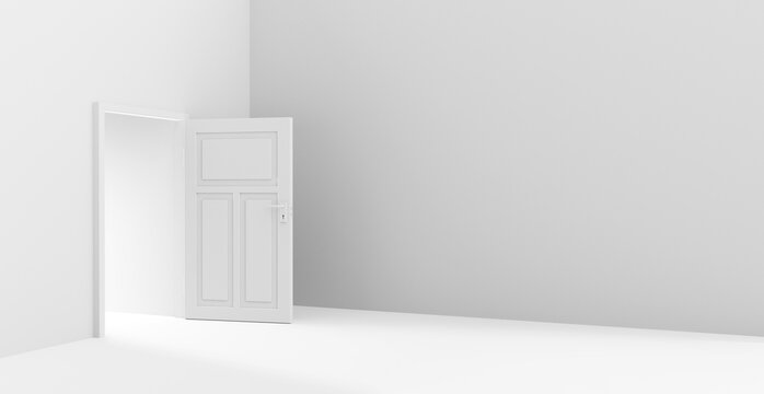 3d clear long room with door
