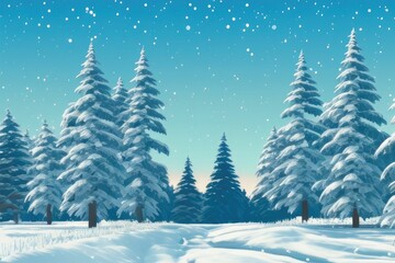 Obraz premium Serene winter landscape with snowladen trees and a clear blue sky Generative AI 