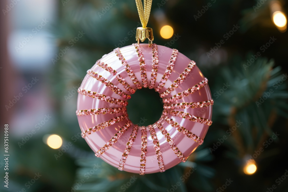 Poster Christmas pink donut bauble decoration