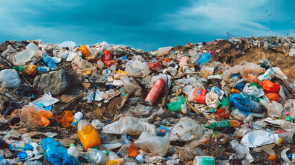 Pile of garbage and trash in the landfill. Pollution concept