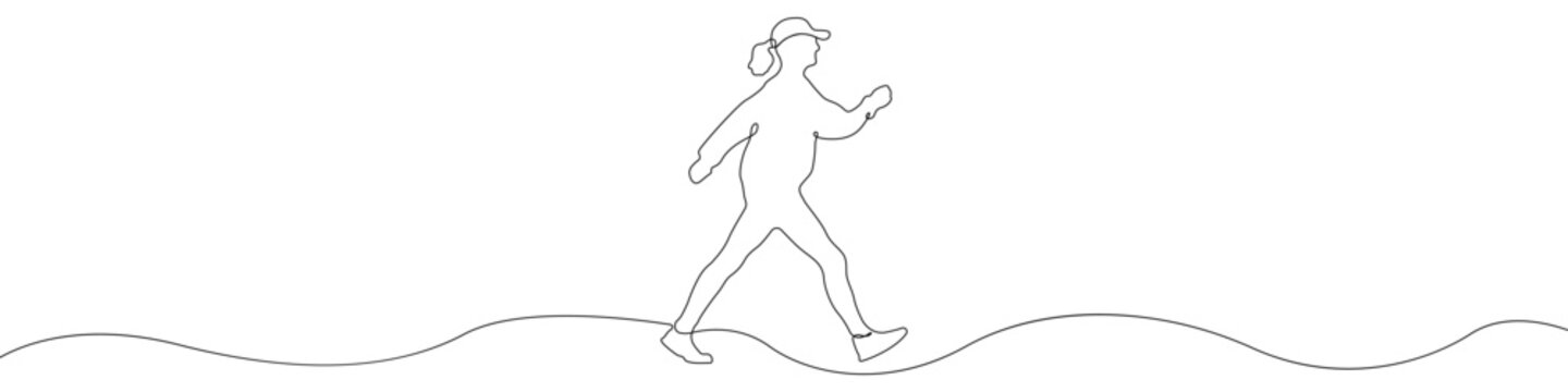 Runner icon line continuous drawing vector. One line Athlete runs icon vector background. Running man icon. Continuous outline of a Sport running icon.