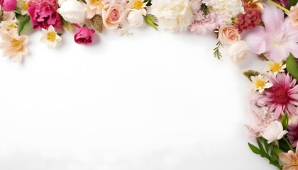Obraz na płótnie Canvas Wedding Flowers on white board with copy space background