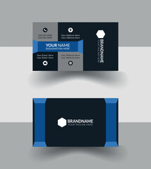Professional creative smart business card design for any perpose.Black and blue color combination.Standard and modern font based business card for use versatile platform.Eye cathing business card.