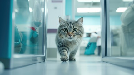 Pet health checkup. Cat in vet, symbolizing veterinary routine check up