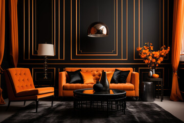 Interior with black and orange colors