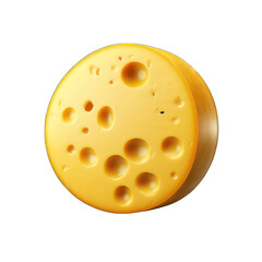 Round cheese isolated on white created with Generative AI