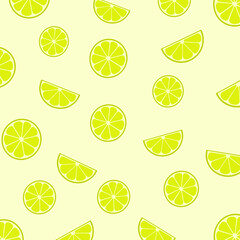 Lemon Fruit Seamless Pattern Graphic Cartoon Wallpaper on Green Background