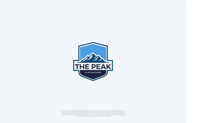 Fototapeta premium Creative mountain peak summit modern style logo. Outdoor hiking adventure icon set design template
