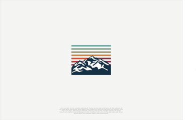 Creative mountain peak summit modern style logo. Outdoor hiking adventure icon set design template