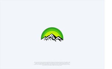 Creative mountain peak summit modern style logo. Outdoor hiking adventure icon set design template
