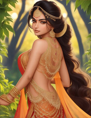 beautiful indian bride portrait, generative ai